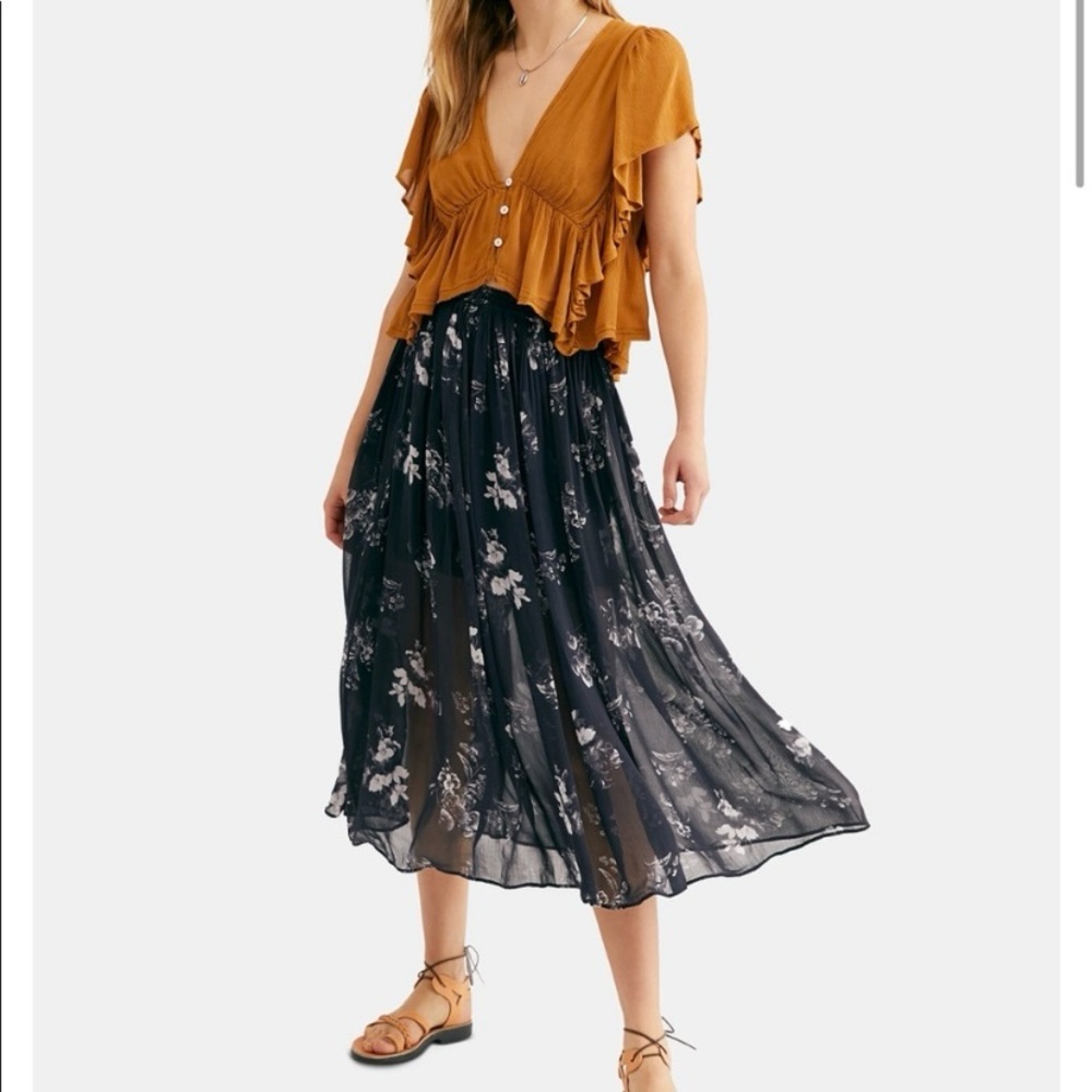 Free People Lydia Skirt Floral Flowy Midi Size Large